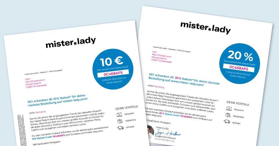 mister*lady testete einen Prozent- gegen einen Euro-Gutschein.