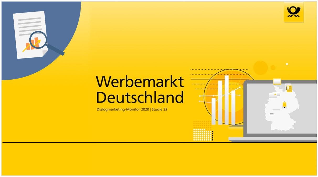 Titel Dialogmarketing-Monitor 2020 mit der Überschrift Werbemarkt Deutschland